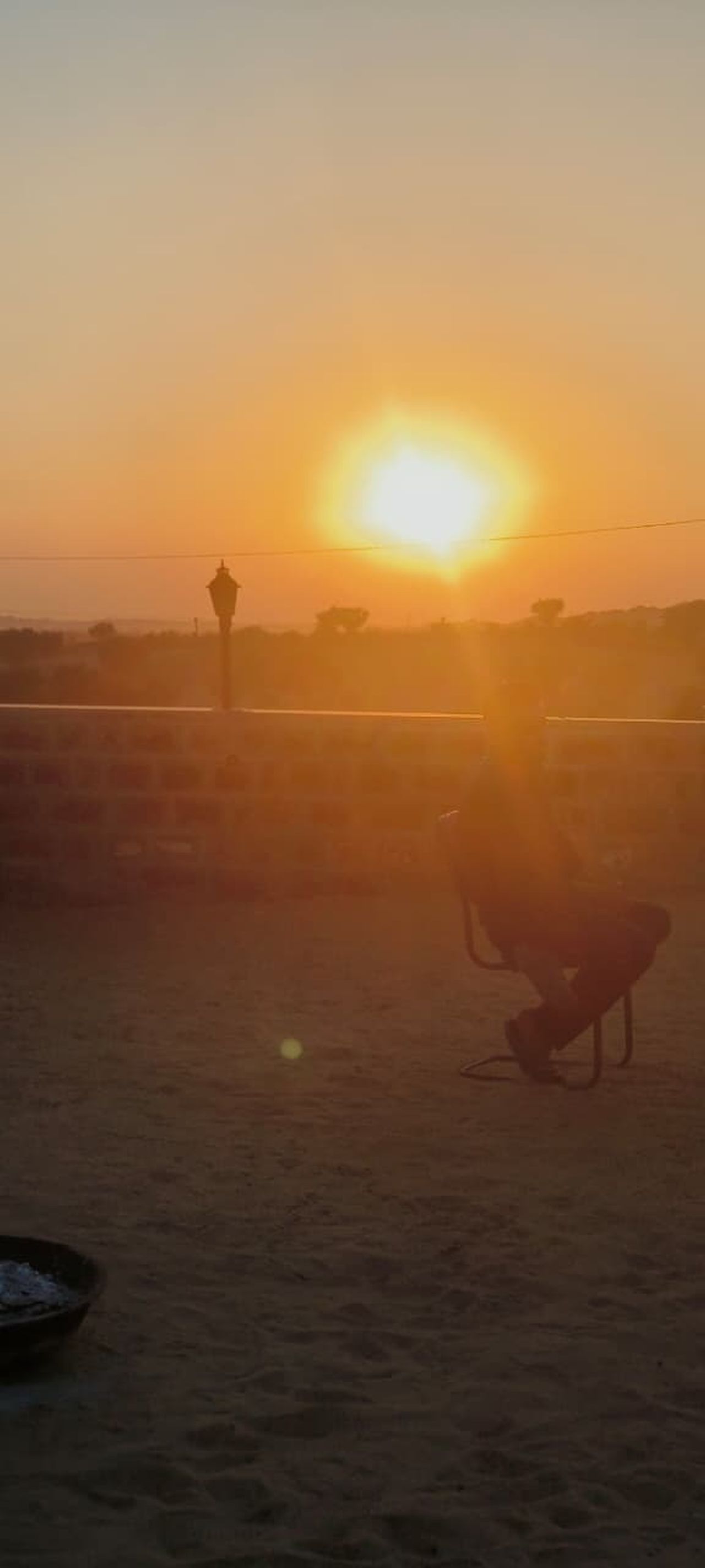 Sunset over the desert landscape near Osian Rajasthan during an overnight desert camp stay